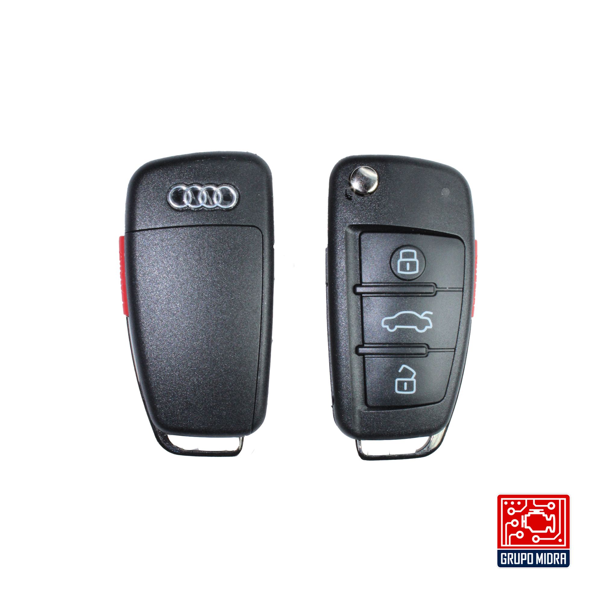 Audi-A15. Llave remota 3+1 botones con base para batería - Image 3