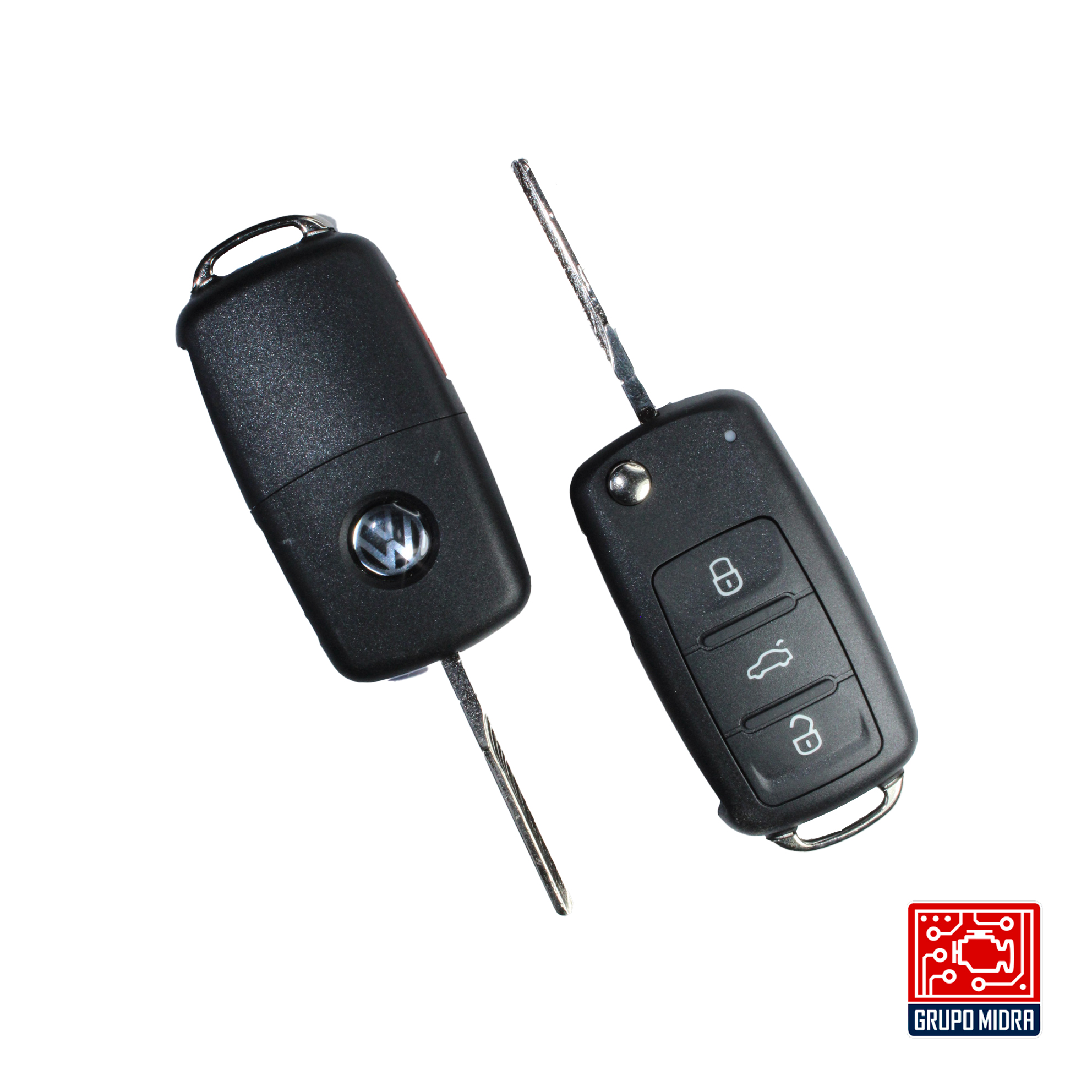 VW-A14. Carcasa de llave remota Flip 3+1 botones.