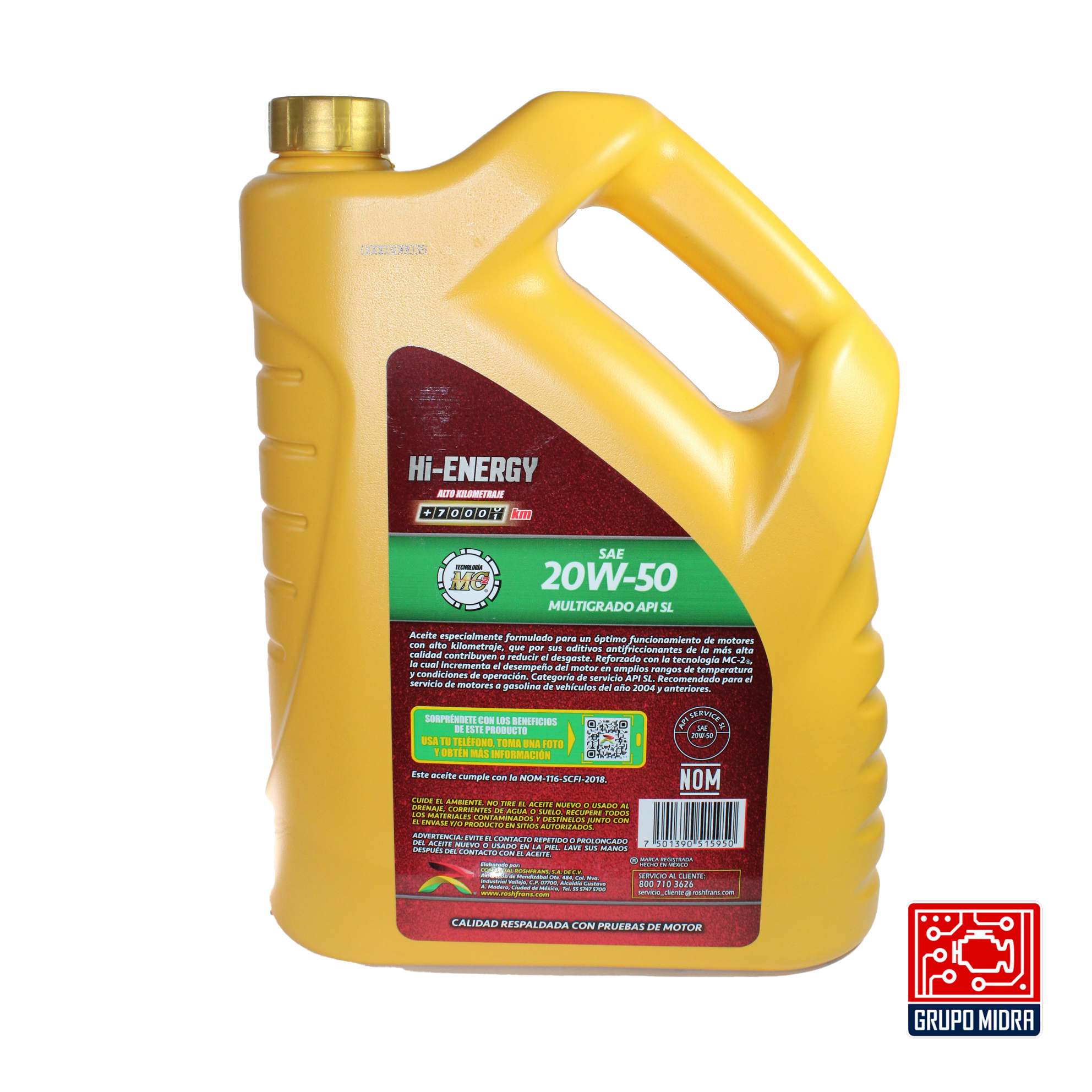 Roshfrans Hi-Energy, SAE 20W-50, API SL (5 L) - Image 2