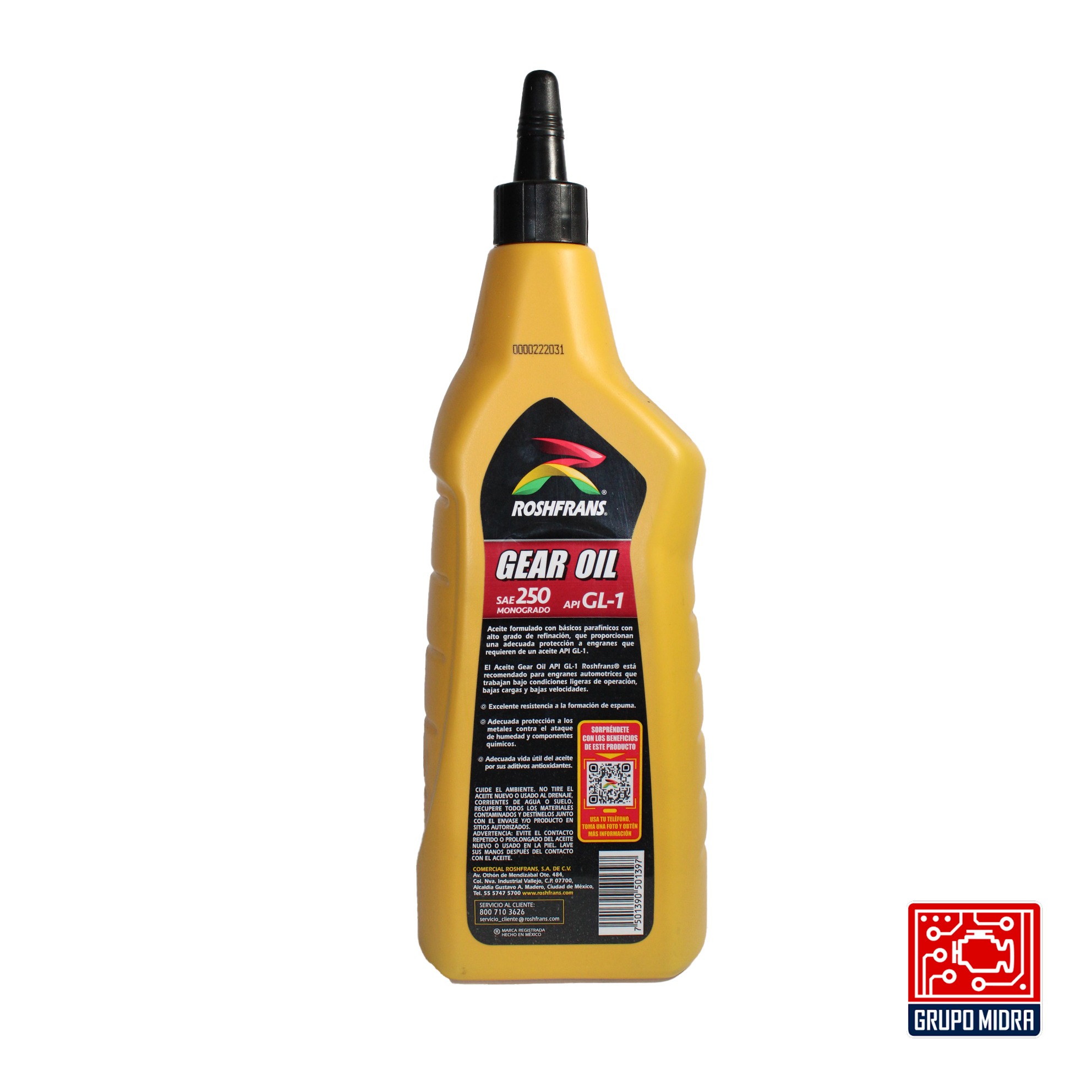 Roshfrans GEAR OIL Aceite de Transmisión Estandar, SAE 250, API GL-1 (950 ml) - Image 2
